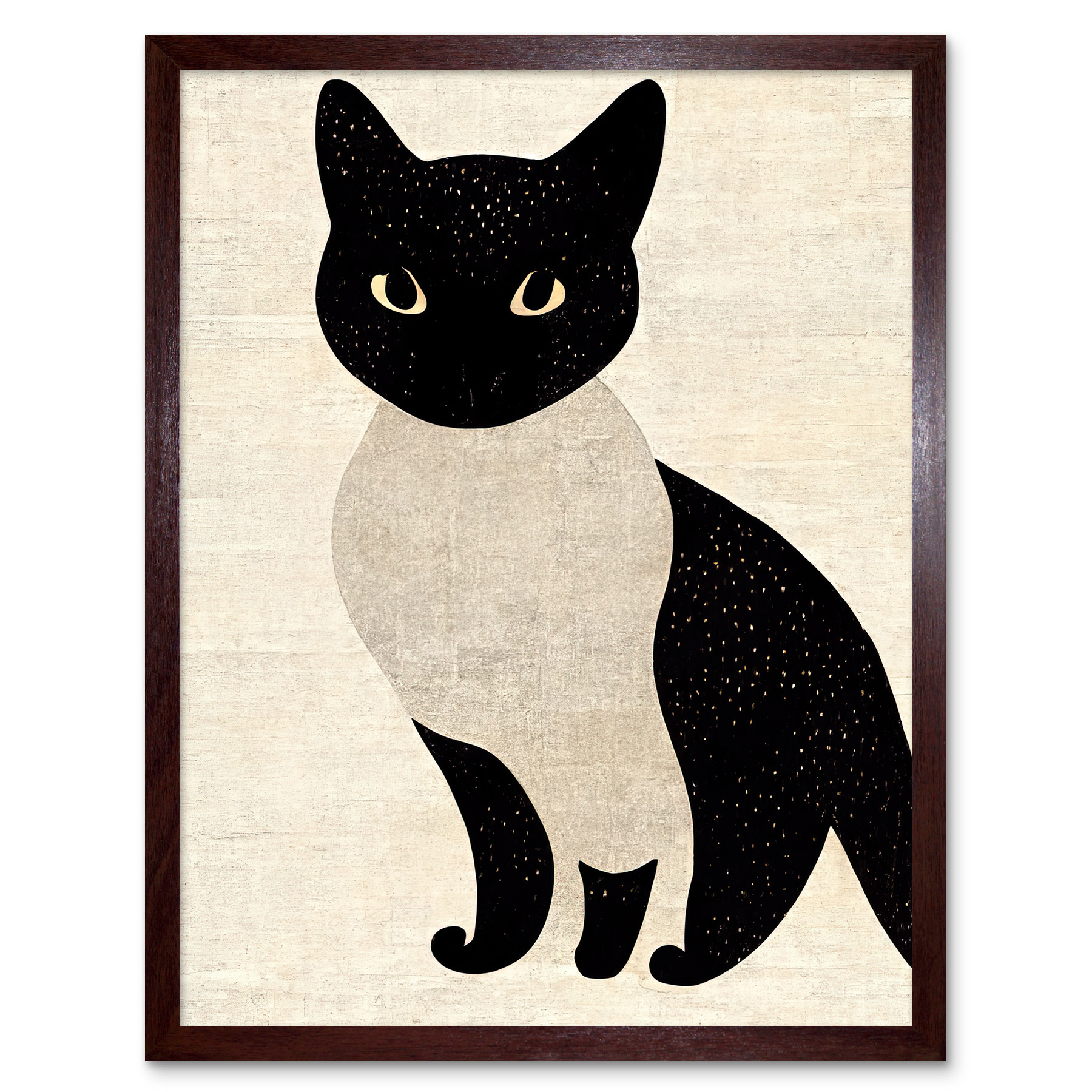 Woodblock Cute Black And White Cat Japanese Ukiyo-e Art Print Framed ...