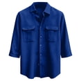 thumbnail image 4 of DAFPZW Mens Casual Waffleknit Shirt 3/4 Sleeve Button Down Collared Summer Shirts Loose Fit Hawaiian Beach Shirts with Pockets, 4 of 5