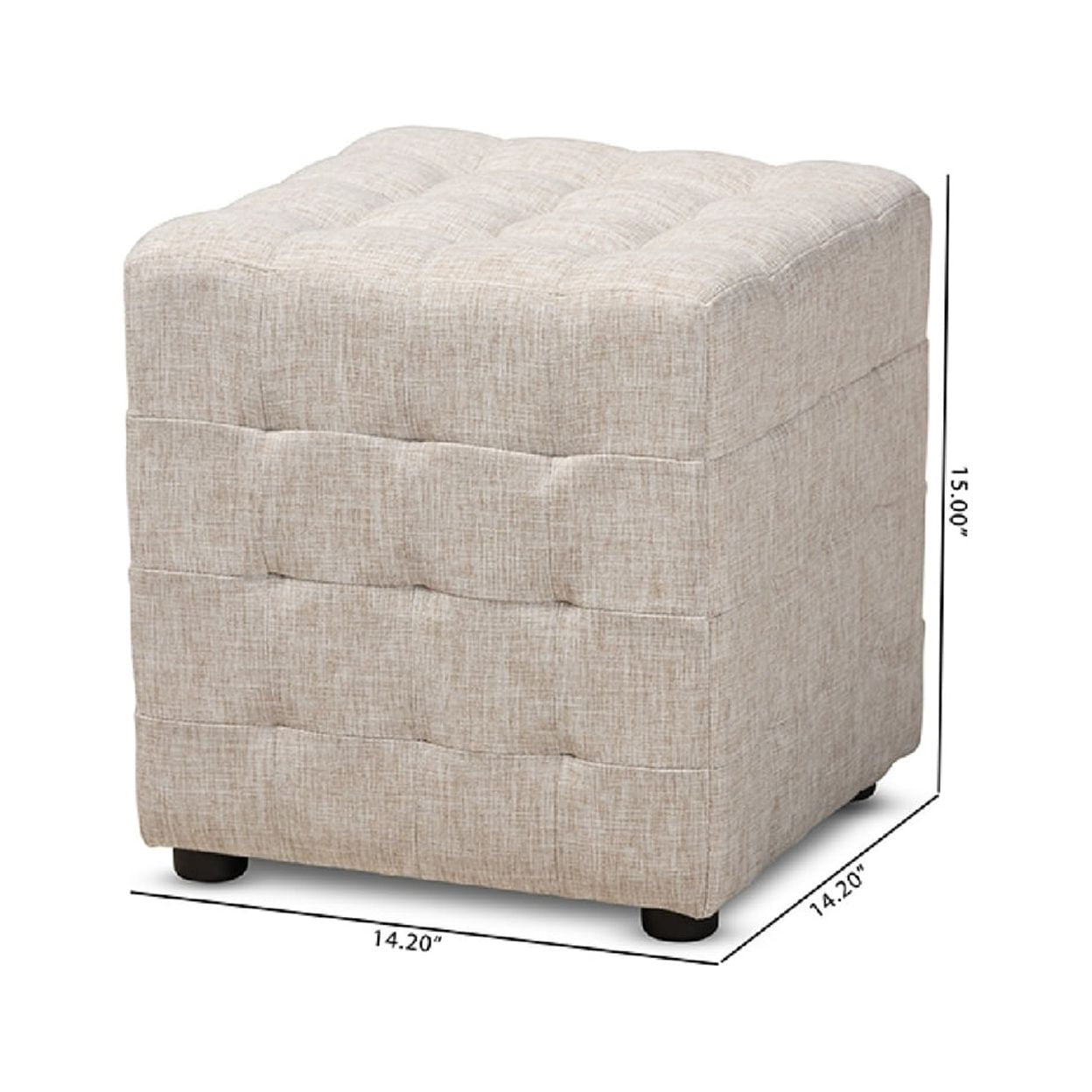 Baxton Studio Elladio Modern and Contemporary Beige Fabric Upholstered Tufted Cube Ottoman Set of 2