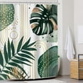 thumbnail image 2 of Abstract Tropical Leaves Shower Curtain Boho Green Gold Palm Leaf Monstera Botanical Minimalist Bathroom Modern Aesthetic 72Wx72L Inches Bath Accessories Art Home Decor Fabric 12 Pack Hooks, 2 of 6