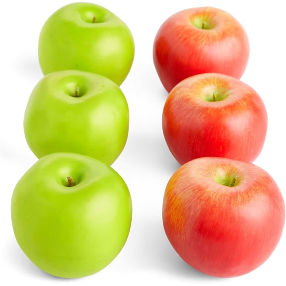 Artificial Apples Set - Lifelike Foam Apples for Crafts & Displays - 6-Pack, 2.7"2.2"2.5"" - Red & Green
