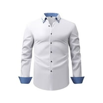 Zylanna Men's Formal Dress Shirts, Solid Long Sleeve Business Button Turn Down Collar Shirts White Size XL