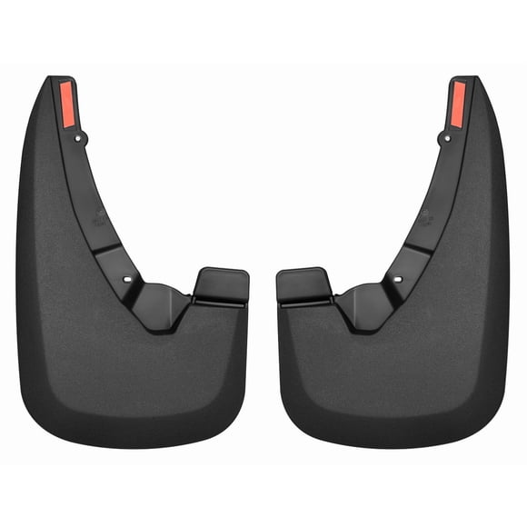 Husky Liner Mud Flap 58171 Custom Mud Guards; Direct-Fit; Set of 2; Contoured; Without Logo; Black; Thermoplastic; Screw On