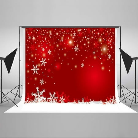 - HelloDecor Polyster Photography Background Thanksgiving 7x5ft Red Christmas White Snowflower Photography Backdrop Holiday Xmas Party Photobooth