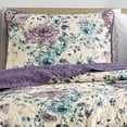 thumbnail image 3 of Reversible Bedspread Set – Lightweight Floral Quilt with Shams - Soft Beige Pink Botanical Print (Bahamar, King), 3 of 5