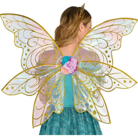 Glitter Gold Fairy Wings Costume Accessory for Adults and Teens, One Size