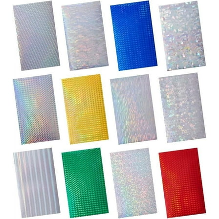 Waterproof Holographic Adhesive Craft Vinyl Sheets Works with Cameo and Cutters for Craft Decoration Mixed Color 20x10x0.01~0.02cm 24sheets/set