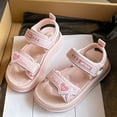 thumbnail image 5 of Staki Girls Sandals Summer Shoes Open Toe Elastic Back Strap Sandals Flat for Little Kids Big Kids Pink,9 Toddler, 5 of 9