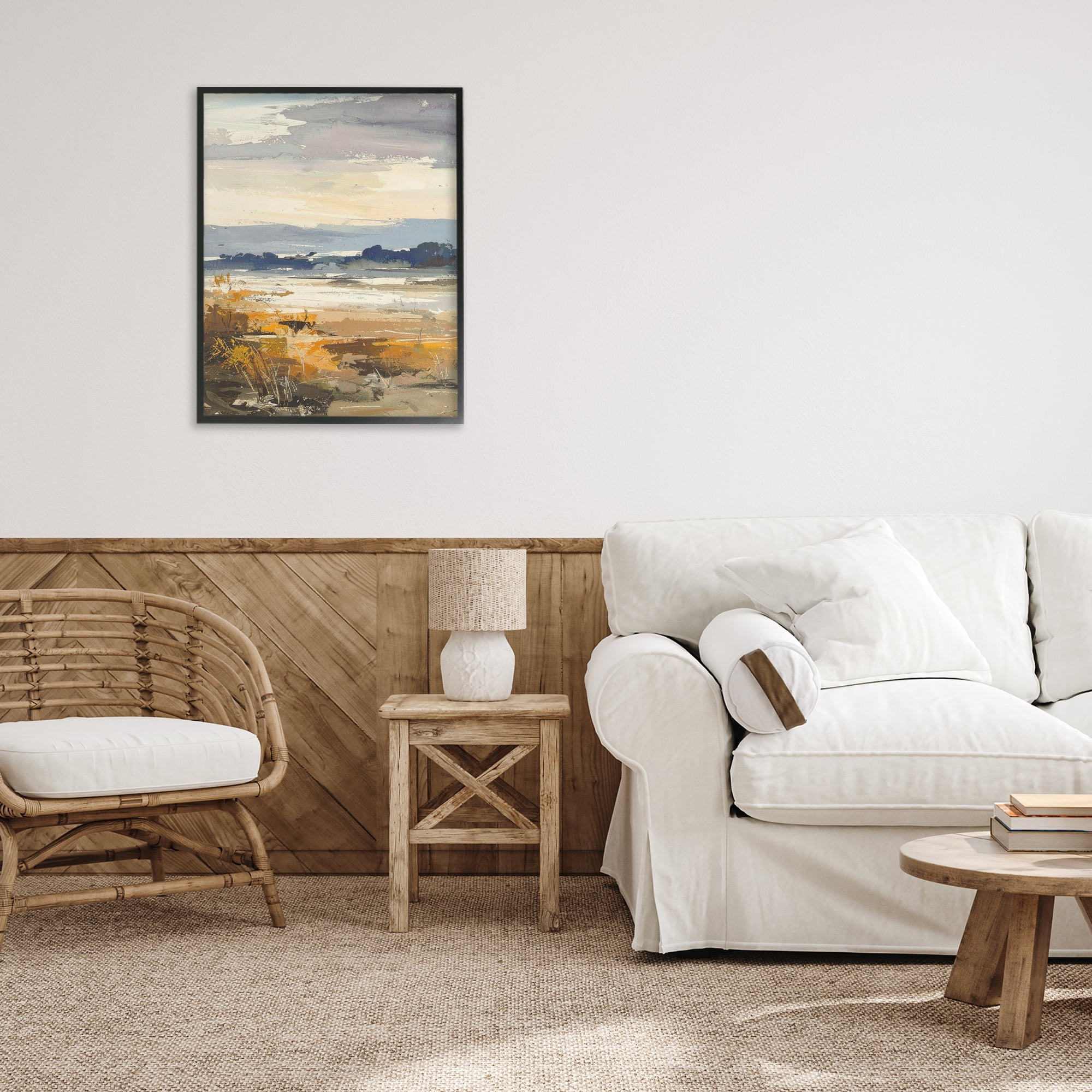 Stupell Industries Distant Horizon Abstract Black Framed Giclee Art, design by Alonza Saunders