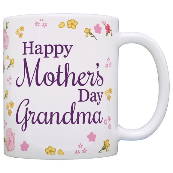 ThisWear Mothers Day Gifts Happy Mother's Day Grandma Gift for Grandma Mom 11 ounce Coffee Mug Floral