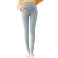 thumbnail image 3 of HANXIULIN Women Plus Size Maternity Wear Belly Pants Ninth Pants Pregnant Leggings Light Gray L, 3 of 4