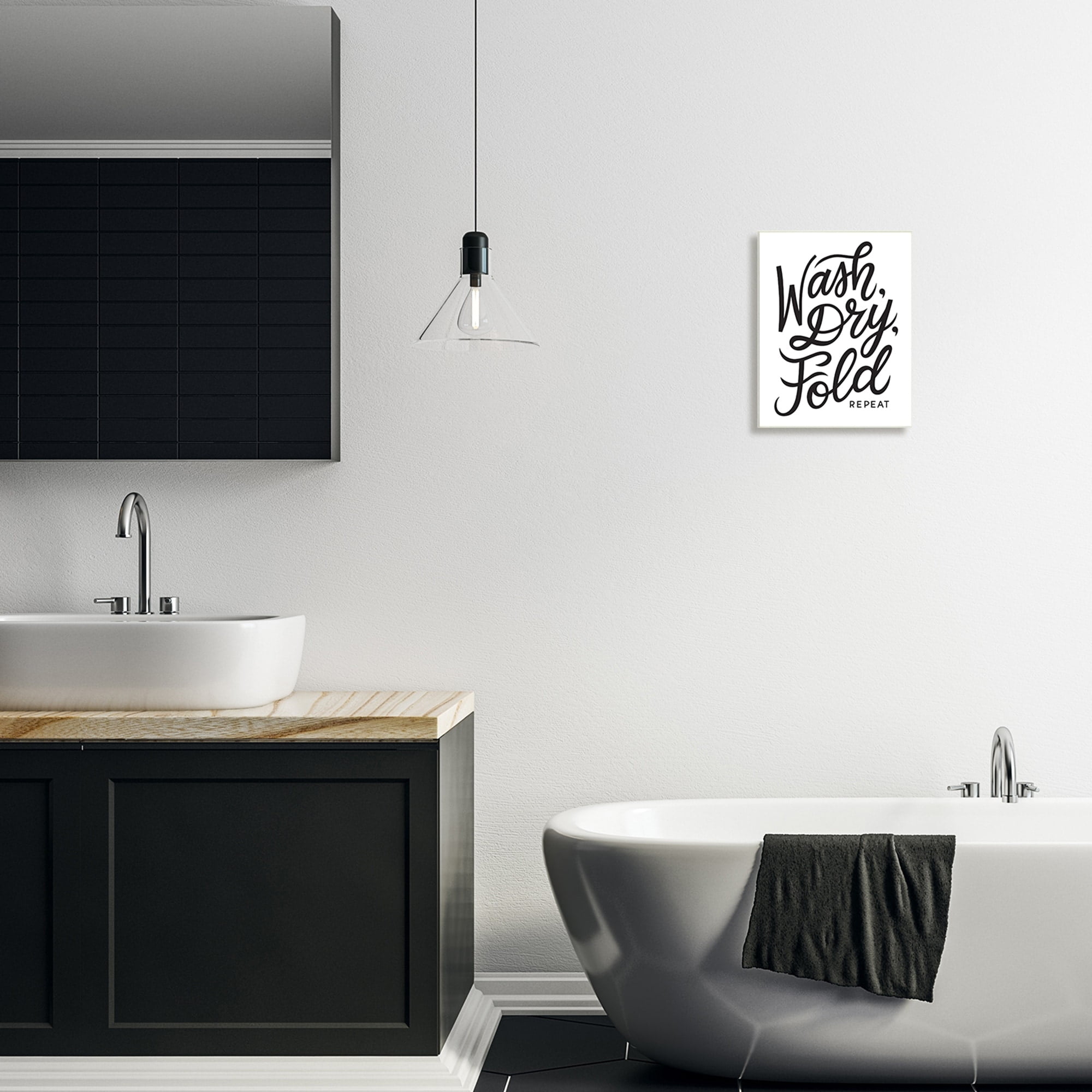 Stupell Industries Wash Dry Fold Text Laundry Typography Sign Wood Wall Art, 13 x 19, Design by Jalynn Heerdt