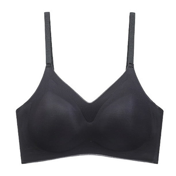  Bras for Women No Underwire Womens Solid Color Underwear with  No Steel Ring Gathered and Double Breasted Bra (Black, 32) : Sports &  Outdoors