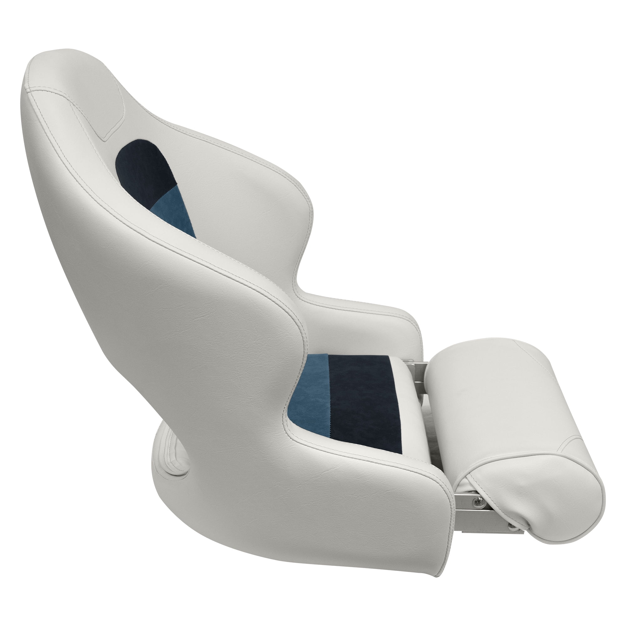 Wise 8WD3315-1008 Deluxe Series Pontoon Bucket Seat with Flip Up Bolster -  White / Navy / Blue - Walmart.com