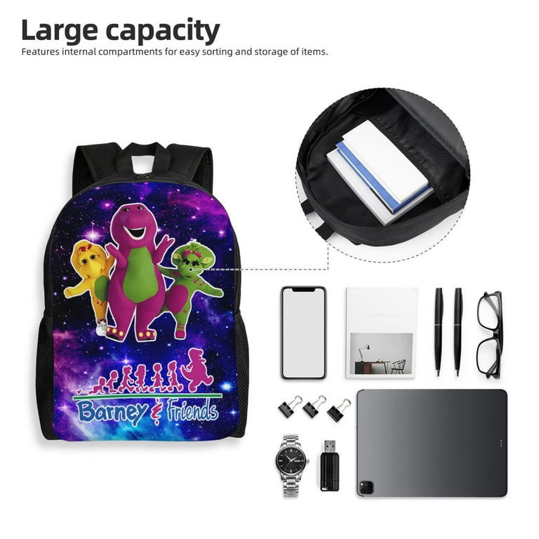 Barney And Friends Backpack Large Capacity Schoolbag Book Bag Casual Daypack Backpacks For Women Men Kids