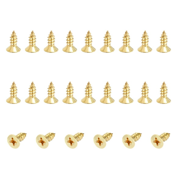 24 Pcs Brass Screws, M4 x 10mm Solid Phillips Flat Head Self-Tapping Wood Screw Fasteners for Woodworking Furniture Repair Photo Frame Drywall Home Appliances