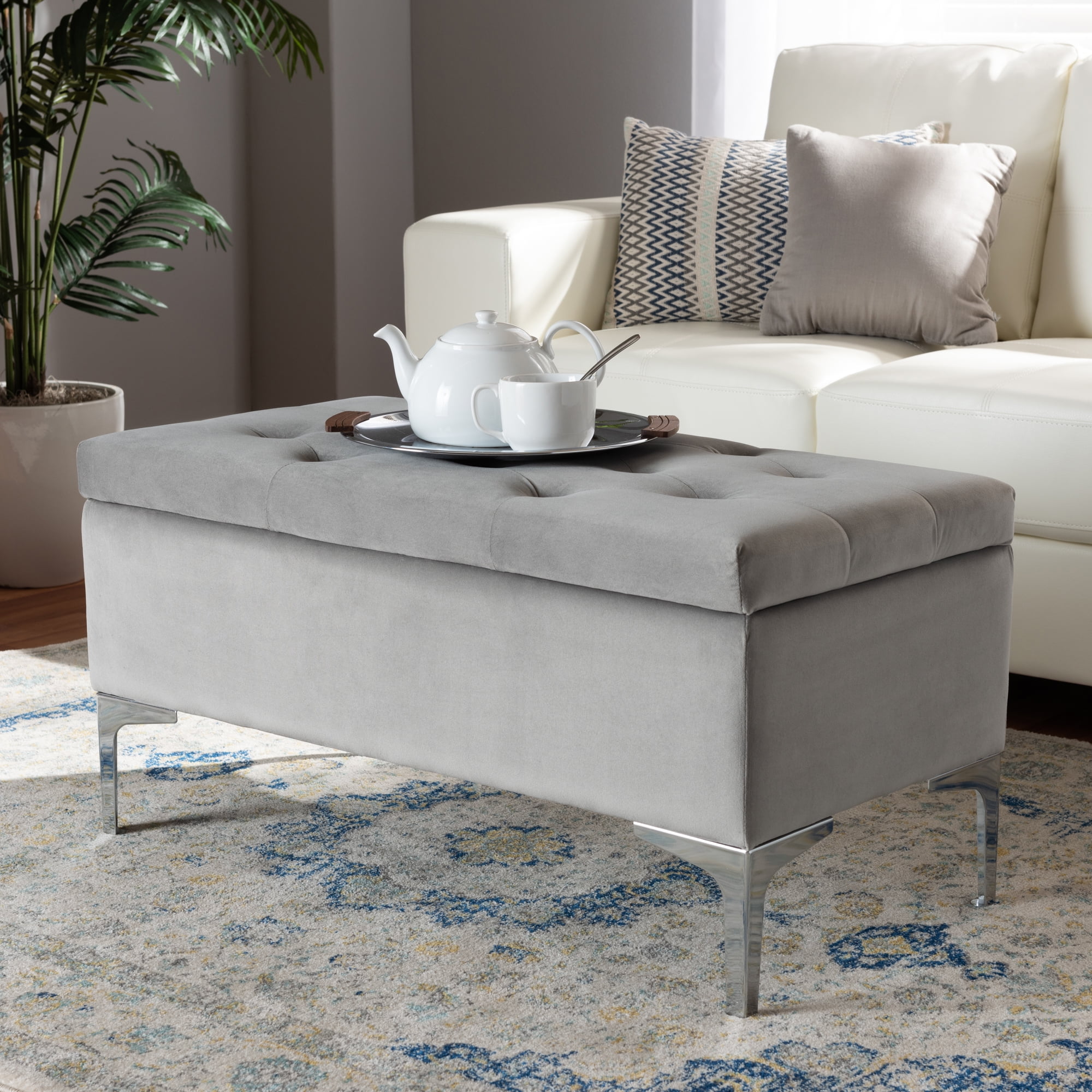 Baxton Studio Michaela Modern and Contemporary Navy Blue Velvet 