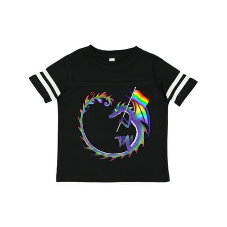 

Inktastic LGBTQ Rainbow Dragon with Pride Flag Gift Toddler Boy or Toddler Girl T-Shirt