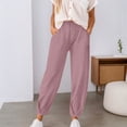 thumbnail image 2 of Pantalones casuales ajustados con puños en los tobillos para mujer - Elásticos, de color liso, con bolsillos funcionales - Primavera/verano, S-XXXL, 2 of 5