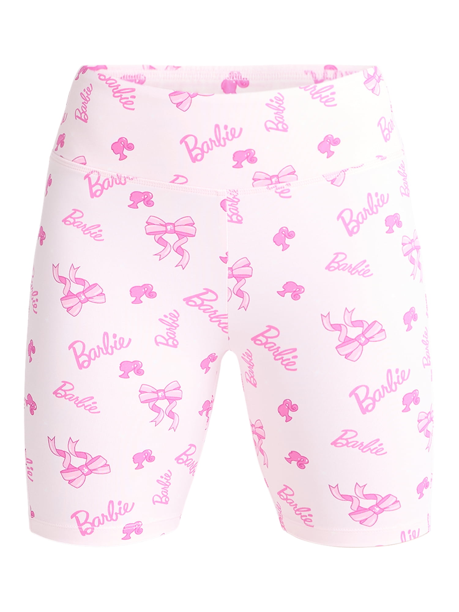 Barbie Women's Bow Print Bike Shorts, Sizes XXS-XXL