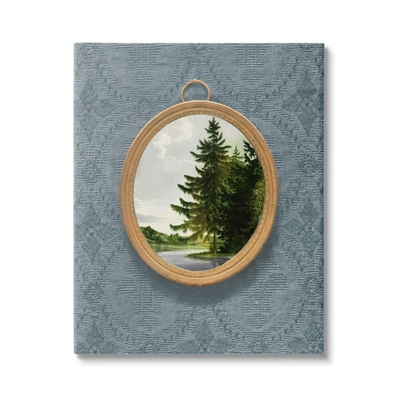 Tree Scene View Vintage Pattern Landscape Graphic Art Gallery Wrapped Canvas Print Wall Art