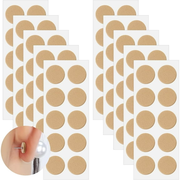 100 Dots/50 Pairs Earring Support Patches, Drooping Earring Disc Ear Lobe Back Support, Earring Backs Earlobe Lifter for Supporting Heavy Earrings Studs Brooches