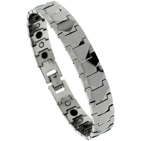 Worldjewels Tungsten Carbide Bracelet Magnetic Therapy Freeform Tungsten Carbide Bracelet Magnetic Therapy Freeform Facets 1 2 Inch Wide