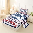 thumbnail image 2 of Castle Fairy Baseball Gamer Twin Sheets 3pcs, Sport Theme Stripes Bedding, Red Navy,1 Fitted Sheet, 1 Flat Sheet and 1 Pillowcase, 2 of 6