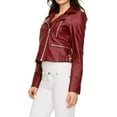 thumbnail image 2 of Women's Genuine Red Lambskin Leather Jacket Motorcycle Slim fit Biker Jacket W207, 2 of 4