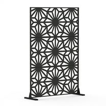 Gzxs Metal Outdoor Privacy Screen, Decorative Privacy Fence Screen, Outdoor Divider with Sun Flower Motif, Climbing Plant Trellis for Garden Walkway, Balcony, Patio, 70.75"H, Black