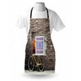 thumbnail image 3 of Bicycle Apron Past Times Aesthetic Road Bike Lean Brick Wall Outdoor Daily Town Life Photo, Unisex Kitchen Bib Apron with Adjustable Neck for Cooking Baking Gardening, Grey Yellow Red, by Ambesonne, 3 of 3