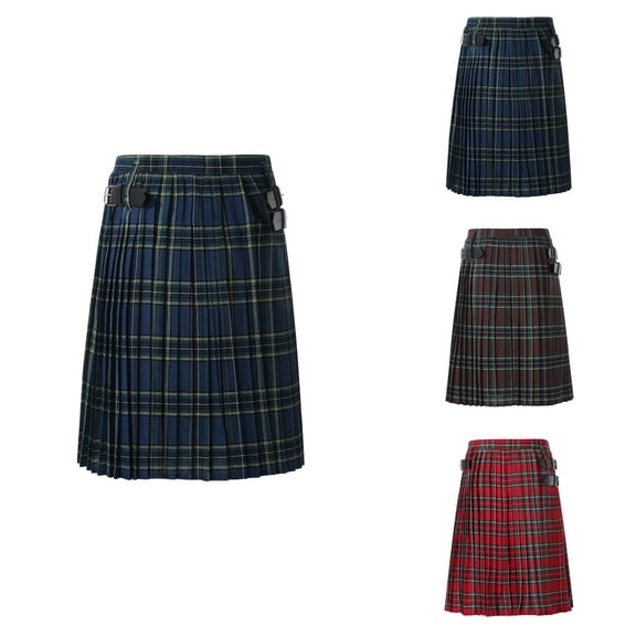 Men's Fashion Casual Retro Scottish Style Plaid Pleated Skirt, High Waist Utility Kilt, Modern Gothic Kilts 2025 Winter
