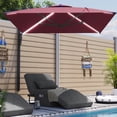 thumbnail image 5 of AECOJOY 10 ft Wall Mounted Patio Umbrella with Solar LED Lights Outdoor Rectangle Umbrella with 180° Rotation for Outside in Red, 5 of 9