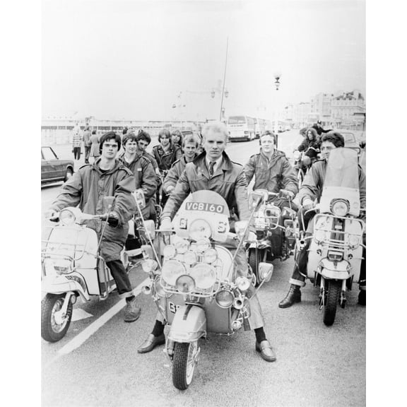 Quadrophenia 1979 Sting leads the Mods on his Vespa in Brighton 8x10 inch photo