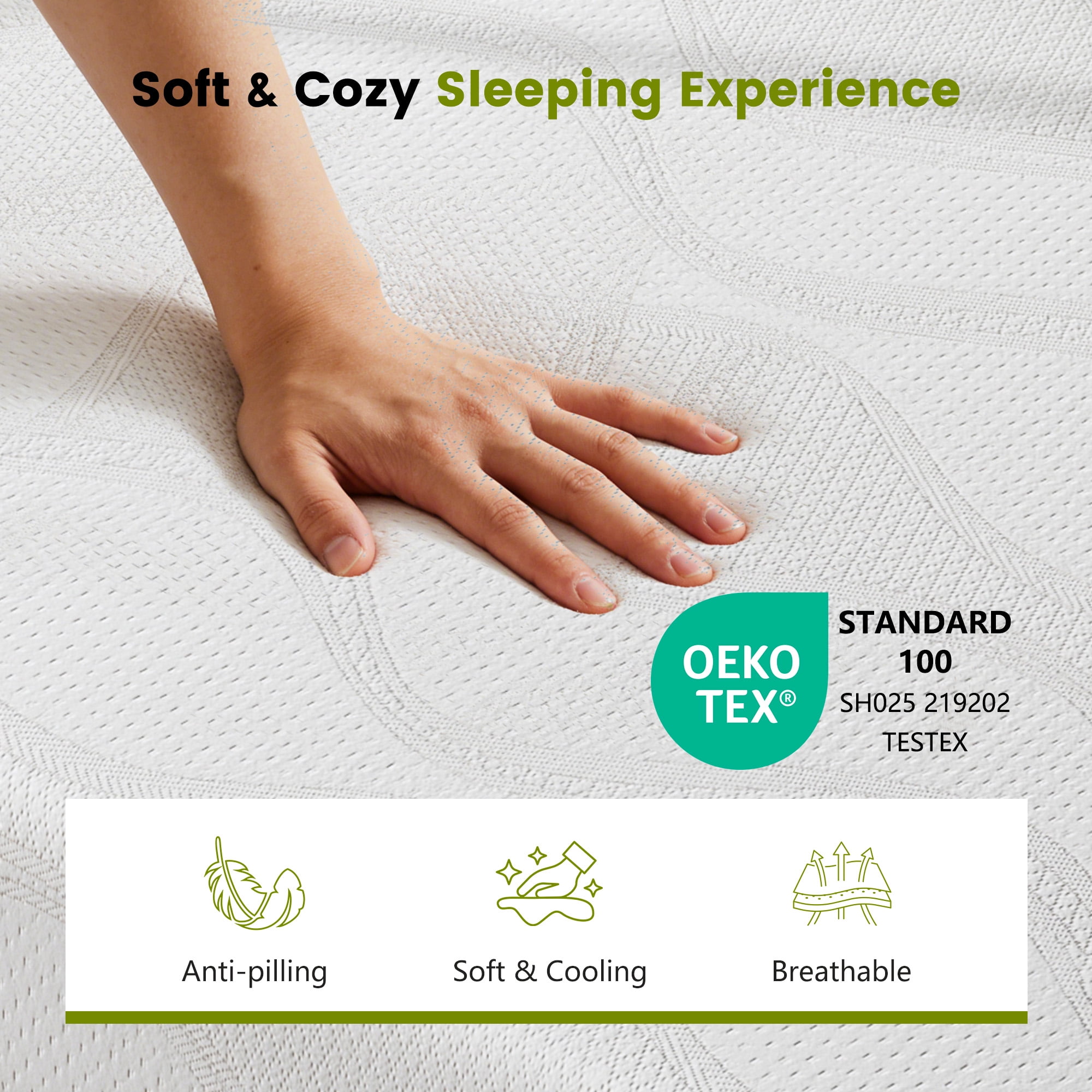 Holaki 10" Full Memory Foam Mattress, Green Tea & Bamboo Charcoal Gel Infused, Medium Firm Mattress in a Box, Pressure Relief, Breathable Cover, CertiPUR-US Certified