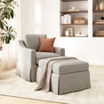 thumbnail image 2 of Fauteuil d'Appoint Pivotant Harper et Pouf de Rangement avec Housses - Tissu Sable, 2 of 7