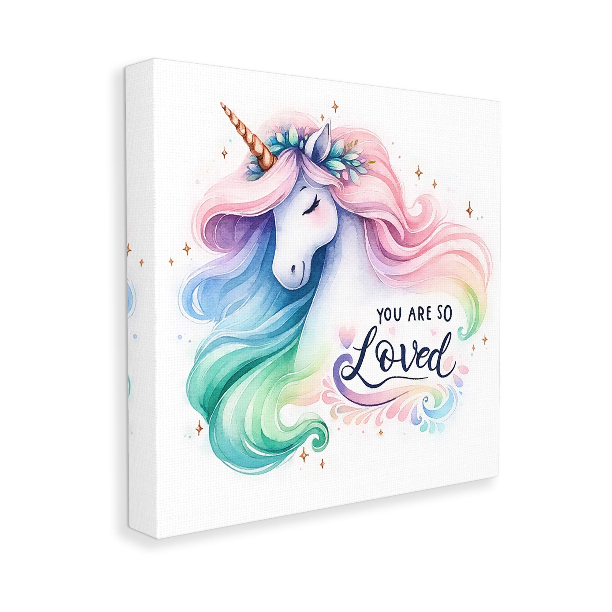 Stupell Industries So Loved Unicorn Fairy Tales & Fantasy Painting Gallery Wrapped Canvas Art Print Wall Art, 24 x 24