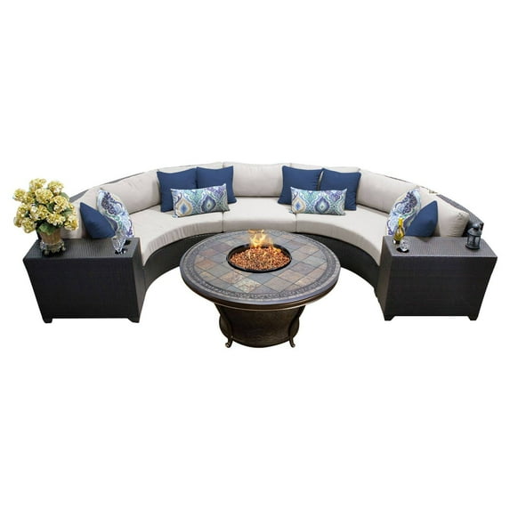 TK Classics Barbados 06H Wicker 6 Piece Fire Pit Patio Set