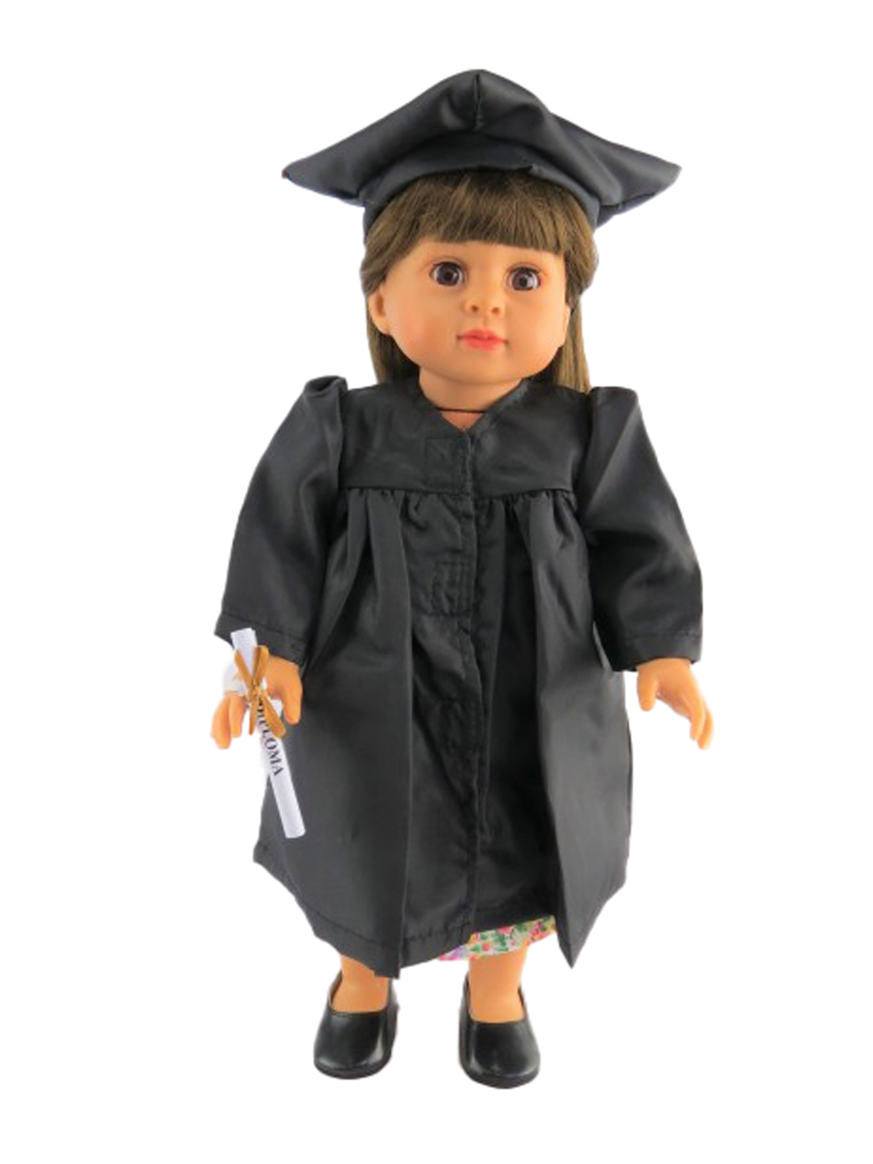 Black Graduation Cap, Gown, and Diploma For 18 Inch Dolls
