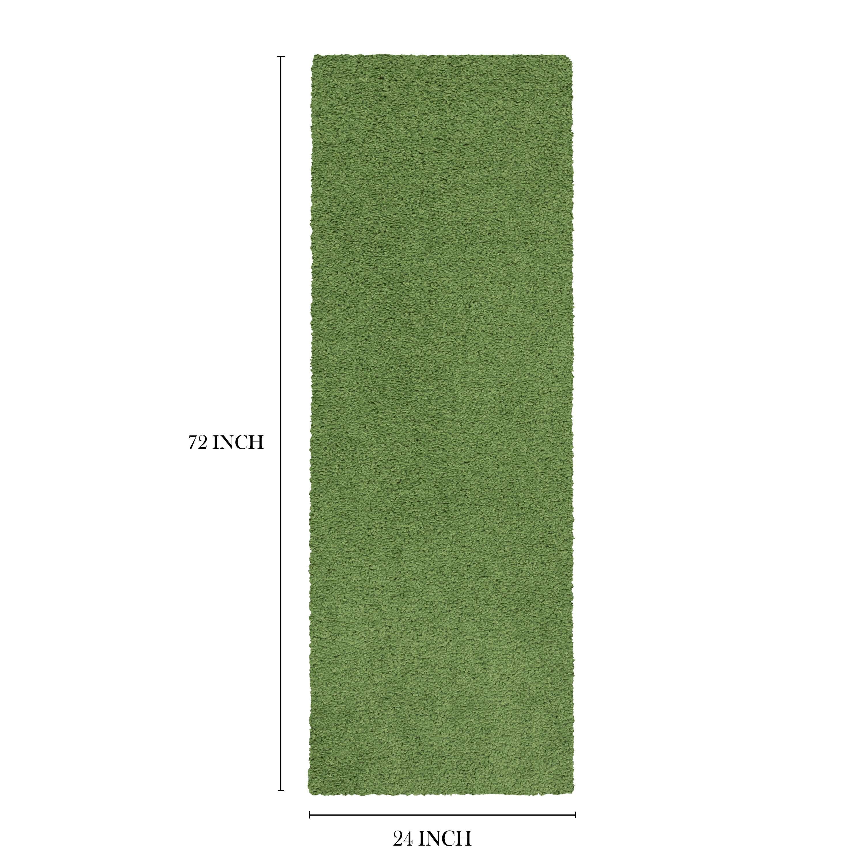 Mainstays Traditional Solid Green Shag Indoor Runner Rug, 2' x 6'