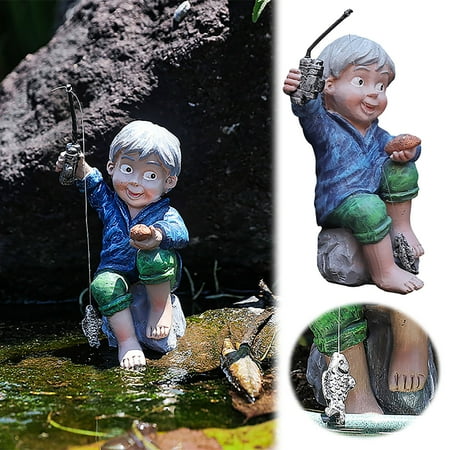 

New Fishing Boy Decoration Potted Plug In Resin Figure Sculpture Crafts Snowflake Colorful Ornament Set Great Grandma Christmas Ornament Moments Christmas Ornament Smart Ornament Goddaughter Christmas