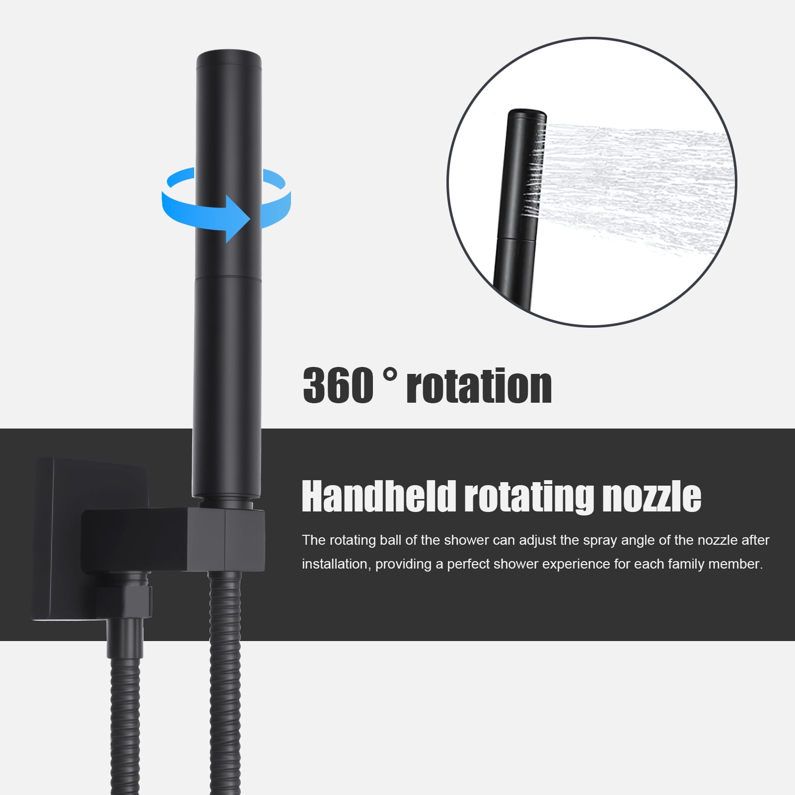 DJZ 12 Inch Large Shower Head Shower Panel Tower System Wall Mounted Rain Shower Faucet System Set with Handheld Rotary Sprayer Head,Changeable Flow Setting Brass Rough-In Valve