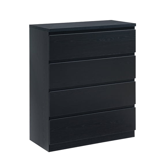 Censi 4 Drawer Dresser, Modern Black Chest of Drawers with 15.7" Deep Storage, Wood Bedroom Furniture Clothes Cabinet, 31.5" W