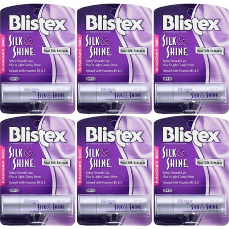 6 Pack Blistex Silk & Shine Lip Protectant Sunscreen Balm SPF 15 0.13 Oz