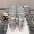 thumbnail image 2 of LTTVQM Womens Mary Jane Shoes Mesh Pointed Toe Slip-On Buckle Strap Casual Ballet Flats Soft Lightweight Arch Support Dance Flat Shoes Silver 42(US-9), 2 of 4