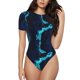thumbnail image 1 of Balery Blue Marble And Gold Body de cuello redondo de manga corta para mujer Tops de manga corta Tops básicos-X-Large, 1 of 7