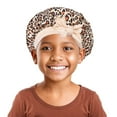 thumbnail image 2 of LIIPEE Girls Boys Night Cap Leopard Printed Stretch Bowknot Sleep Cap Protection Caps Child Cute Daily Wear Hats,Beige,One Size, 2 of 3