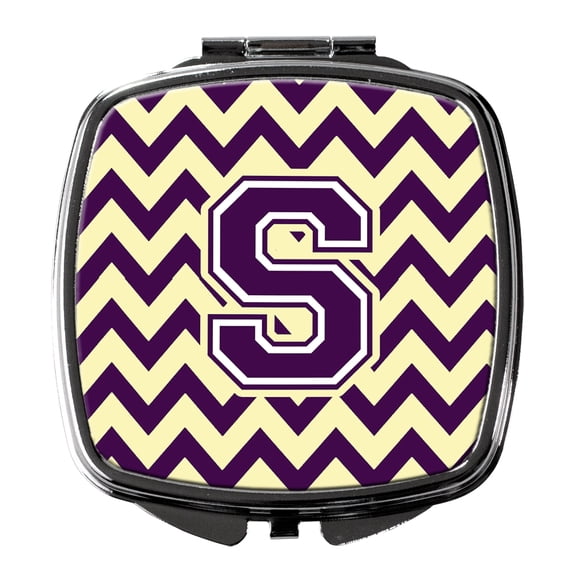 Letter S Chevron Purple and Gold Compact Mirror CJ1058-SSCM