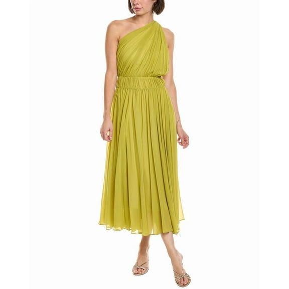 A.L.C. womens Drew Silk Midi Dress, 0, Green