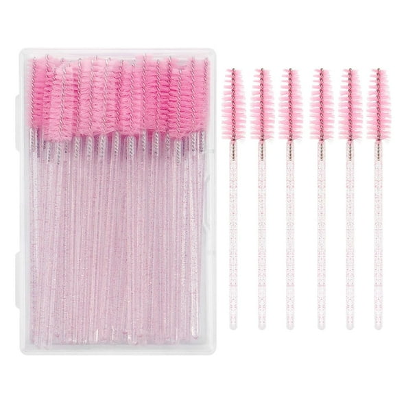 Disposable Eyebrow Brush, 50PCS Crystal Mascara Wands Disposable Eyelash Eyebrow Spoolie Brush(o-bright stick powder)